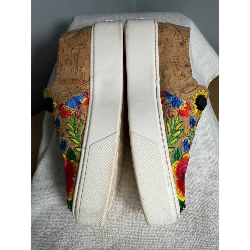 SCHUTZ Fleurita Platform Sunflower Graffiti Slides Womens 7.5B Boho Tropical - Picture 5 of 9